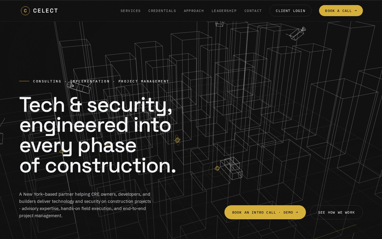 The improved CELECT hero with service positioning and booking action