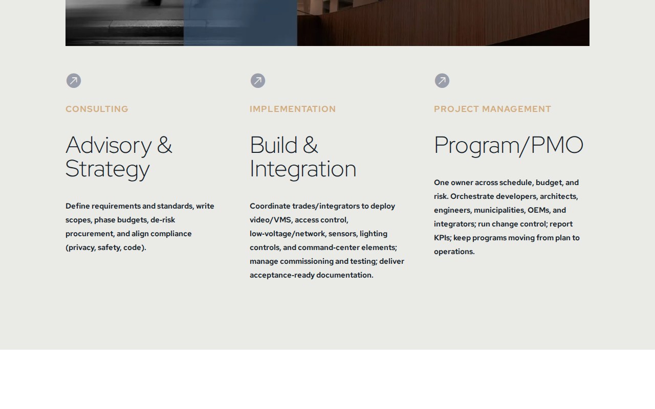 Original advisory, integration and project-management service descriptions