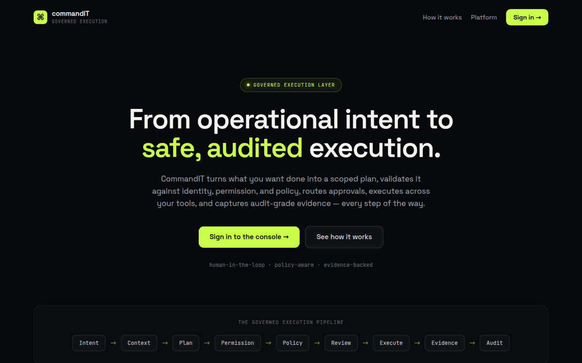 CommandIT, the live product